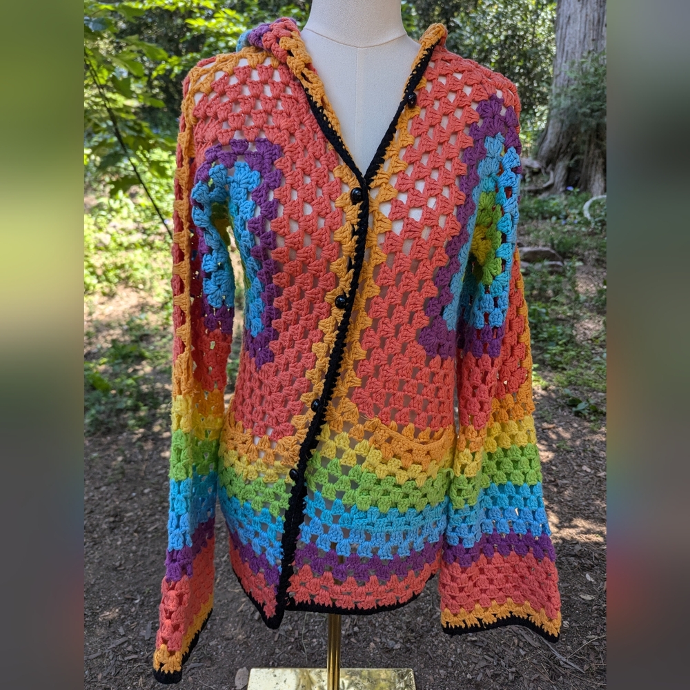 UNIF Rainbow Colorful Crochet Cardigan - Picture 6 of 8